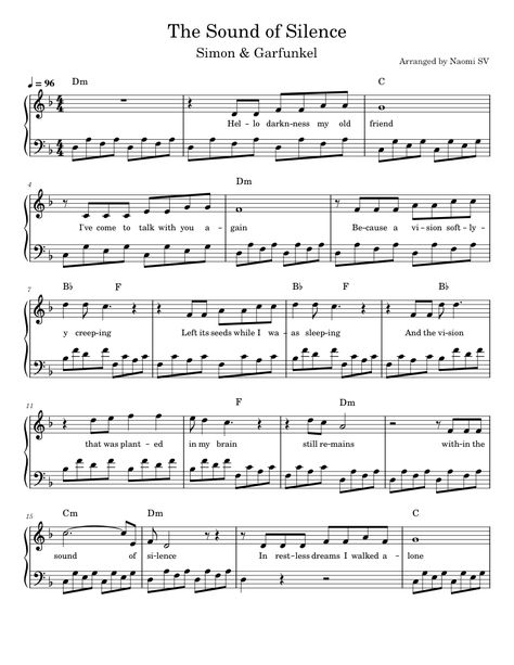 Download and print in PDF or MIDI free sheet music for The Sound Of Silence by Simon & Garfunkel arranged by Naomi SV for Harp (Solo) Piano Music Sheet For Beginners, Sound Of Silence Piano Sheet Music, Free Christmas Sheet Music Printables, Free Sheet Music For Piano Beginners, Lyre Sheet Music, Violin Music Sheets Popular, The Sound Of Silence Piano, Easy Popular Piano Sheet Music, Easy Piano Sheet Music For Beginners Free Printable