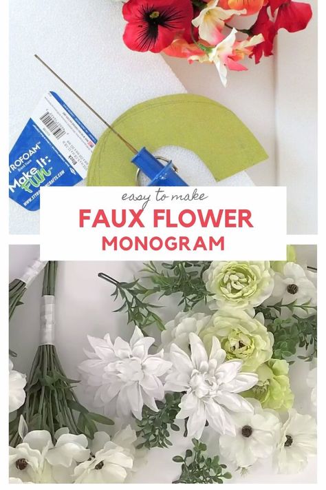 This artificial flower covered monogram is a great DIY Home Decor craft. Cut your shape out of styrofoam and you're ready to go! Home Decor Craft, Diy Letters, Flower Letters, Floral Monogram, Unique Crafts, Diy Life, Cool Diy Projects, Diy Holiday, Creative Life