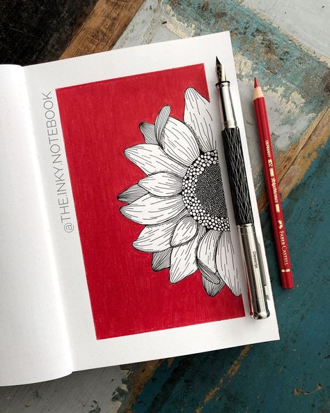 Note Book Painting Ideas, Sketch Ideas With Pencil, Pencil Art Drawings Doodles, Painting Notebook Ideas, Microtip Pen Art, Red Art Drawing, Simple Red Paintings, Painting In Notebook, Paintings With Sketch Pens