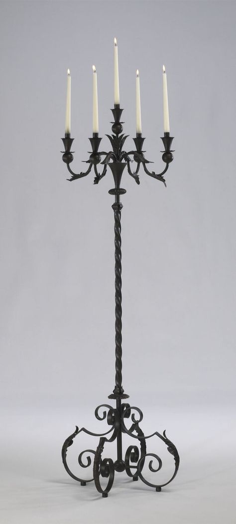 Tuscan Candles, Floor Standing Candle Holders, Floor Candelabra, Gothic Candle Holder, Gothic Candles, Wrought Iron Candle Holders, Antique Flooring, Floor Candle Holders, Tall Candle Holders