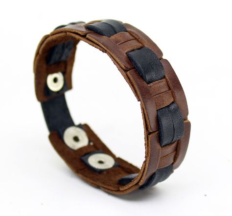 "Men's Leather Bracelet Mens Bracelet braided bracelet Boyfriend Gift For Dad Husband Gift Men's Gift Anniversary Gift for Him This bracelet is made of Italian vegetable tanned leather. This bracelet is made of Italian vegetable tanned leather. *Main piece is made of black leather carefully decorated with infinity shape leather pieces and pyramid rivets . *This bracelet is combination of rectangle shape brown leather pieces and two black leather straps braided together . These bracelets come wit Handmade Leather Bag Pattern, Bracelet Boyfriend, Masculine Jewelry, Men's Leather Bracelet, Carved Jewelry, Leather Jewels, Leather Bag Pattern, Handmade Leather Bracelets, Anniversary Gift For Him