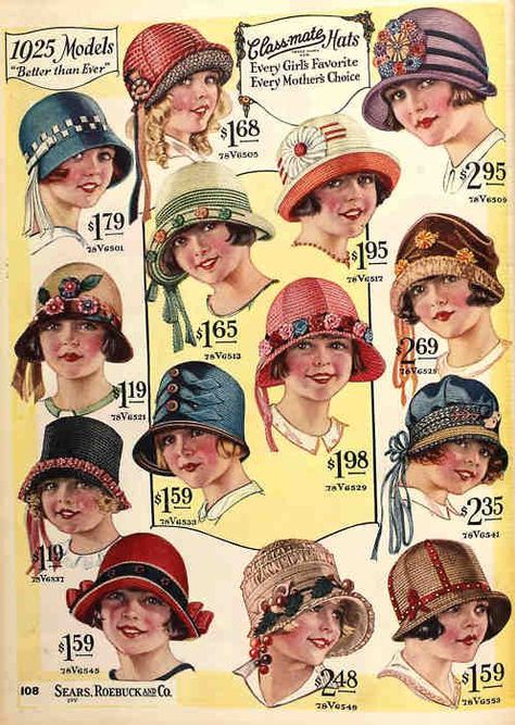 Belle Curves: Improving A Modern Cloche Hat 1920s Hats, 1920s Hat, American Duchess, Mode Retro, Sears Catalog, Foto Vintage, Vintage Hats, Roaring Twenties, Cloche Hat