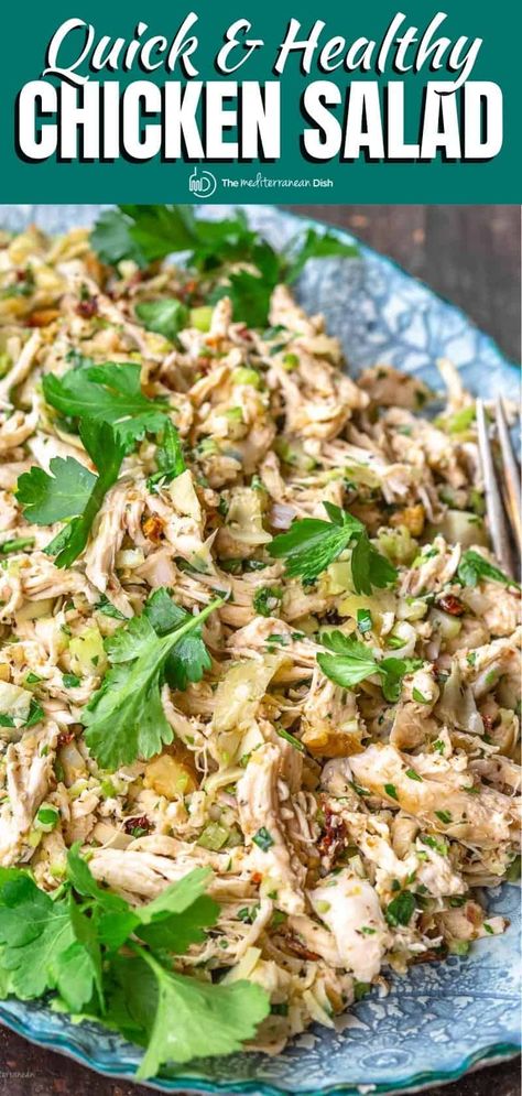 Chicken Salad Recipe No Mayo, Chicken Salad Recipe Healthy, Chicken Salad No Mayo, Mediterranean Chicken Salad, Biblical Diet, Pork Meals, Healthy Chicken Salad Recipe, Dijon Dressing, Rotisserie Chicken Breast