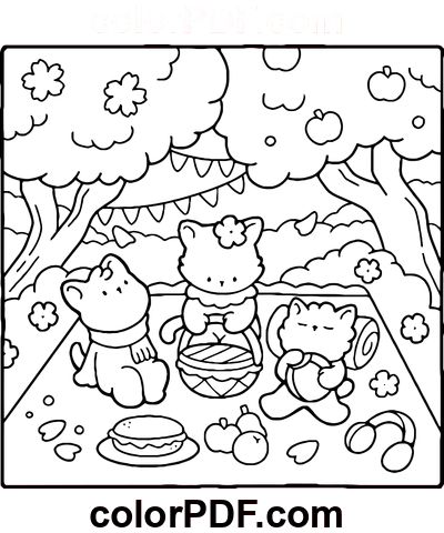 Cozy Buddies – Coloring Pages and Books in PDF Picnic Coloring Pages, Dora Coloring, Sharing Secrets, Bobbie Goods, Tree Coloring Page, Hello Kitty Coloring, Hello Kitty Backgrounds, Cat Coloring Page, Spark Creativity