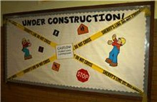 Eberhart's Explorers: Bulletin Boards! Construction Bulletin Board, Caterpillar Bulletin Board, Daycare Bulletin Boards, Construction Theme Classroom, November Bulletin Boards, Classroom Boards, Ra Bulletin Boards, Church Bulletin Boards, Library Bulletin Boards