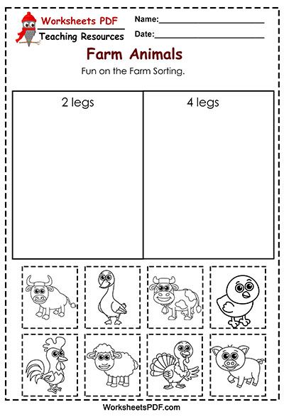 Animal Sorting Preschool, Farming Activities For Kindergarten, Preschool Farm Animal Crafts, Animals Worksheet Kindergarten, Animals Worksheets For Kindergarten, Farm Animals Worksheet, Farm Kindergarten, Farm Math, Farm Activities Preschool