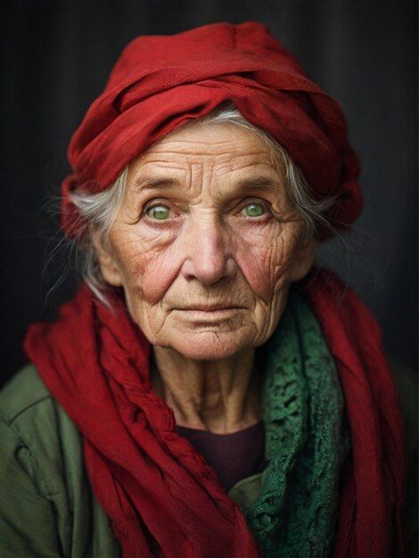 Photo portrait of an old woman he has a ... | Premium Photo #Freepik #photo Granny Fashion, Age Photography, Canon Eos Rp, Old Portraits, Old Faces, Portrait Photography Women, Painting People, Red Scarf, Wise Women