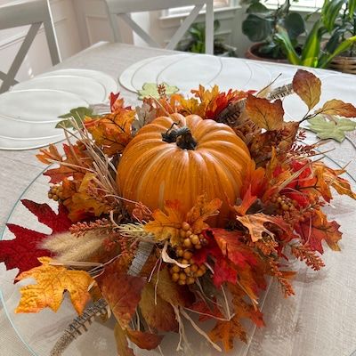 Pumpkin Table Centerpiece, Fall Decoration, Thanksgiving Table Decoration, Fall Table Decor, Large Pumpkin Table Decor. Autumn Orange - Etsy Fall Banquet Centerpieces, Fall Table Decorations Centerpieces, Thanksgiving Table Arrangements, Decorative Centerpieces, Company Decor, Pumpkin Table Decor, Thanksgiving Table Decoration, Pumpkin Table Centerpiece, Thanksgiving Centerpieces Diy