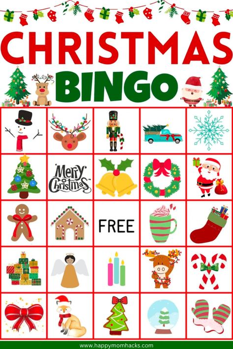 Classroom Holiday Games For Kids, Bingo Printable Free, Holiday Bingo Cards, Printable Christmas Bingo Cards, Christmas Bingo Printable, Christmas Party Games For Kids, Holiday Bingo, Christmas Bingo Game, Christmas Bingo Cards