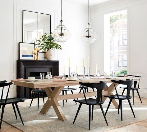 An Extendable Farmhouse Dining Table: Toscana Extending Dining Table Dining Room Table And Chairs, Extending Dining Table, Modern Farmhouse Design, Plywood Furniture, Dining Room Inspiration, Best Dining, Leather Dining, Farmhouse Dining, Dining Arm Chair