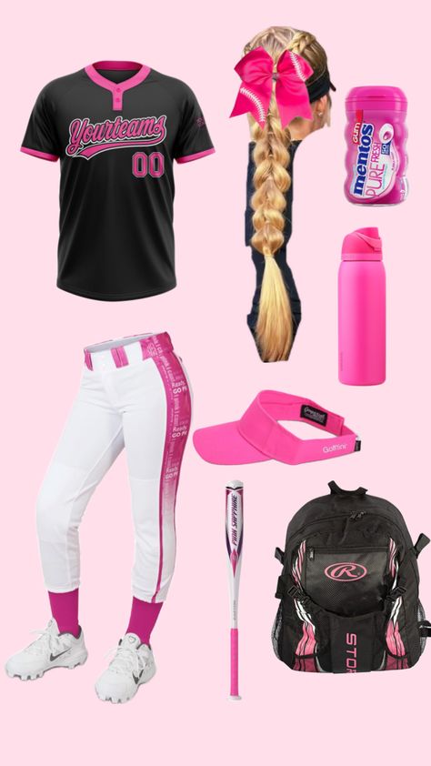 Softball fit Softball Practice Outfits, Softball Stuff, Softball Outfits, Sports Outfits, Practice Outfits, Go Pink, Preppy Outfits, Pink Sapphire, Softball