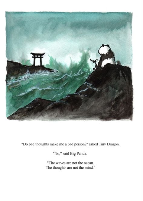 Big Panda And Tiny Dragon, Big Panda, Haiku Poems, Tiny Dragon, Zen Quotes, Calm Mind, Insta Captions, Bad Thoughts, Panda Art