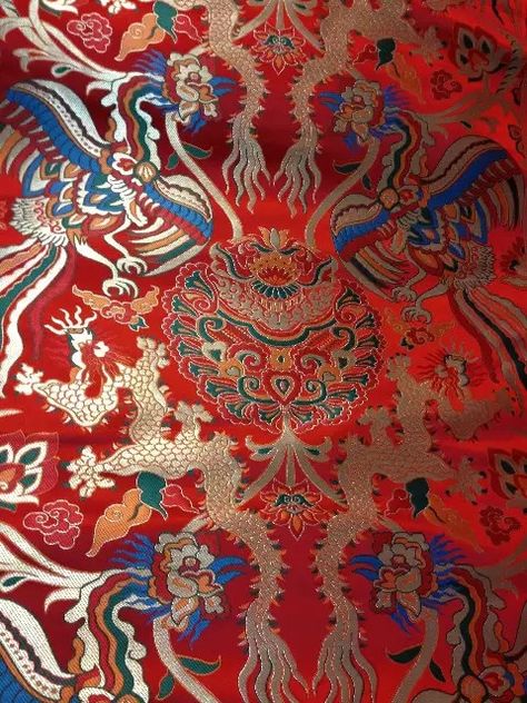 fabrics textile, Chinese silk tapestry satin, Dragon pattern ,Tibet high-end Tibetan silk Chinese Pattern Design, Silk Tapestry, Chinese Fabric, Chinese Aesthetic, Chinese Pattern, Chinese Silk, Chinese Patterns, Dragon Pattern, Net Fabric