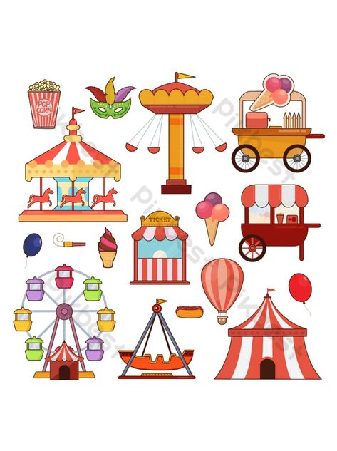 Amusement Park Cartoon, Amusement Park Illustration, Amusement Park Art, Amusement Park Drawing, Cartoon Png Images, Amusement Park Aesthetic, Cartoons Drawing, Train Illustration, Park Equipment