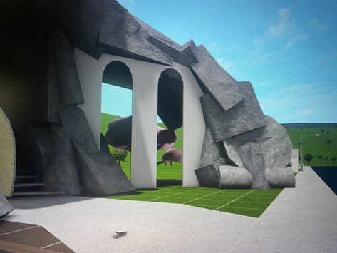 Cave Bloxburg, Bloxburg Crystal Cave, Bloxburg Cave Ideas, Bloxburg Terrain, Bloxburg Nature House, Bloxburg Entrance Ideas Outside, Hill House Bloxburg, Bloxburg Estate, Bloxburg Bridge