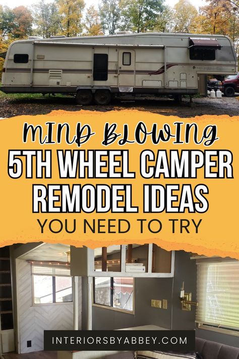 Mind Blowing 5th Wheel Camper Remodel Ideas Remodeling Campers Interior, 5th Wheel Camper Remodel, Vintage Camper Redo, Rv Decorating Ideas, Camper Remodel Ideas, Best Camper, Rv Interior Design, Travel Trailer Decor, Rv Decorating