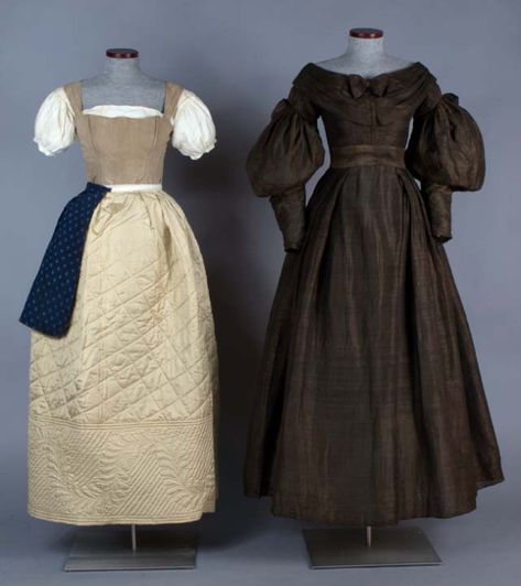 Even if you are not a fashion historian, you have likely seen images of the clothing people wore in the past.  Whether you saw them online, or in your own family photos, the outer garments of individuals are fairly visible.  But what about what lies underneath?  What does that look like???The dress above is a… 1830 Dress, 1830s Dress, 1830s Fashion, 19th Century Clothing, Mode Retro, 1800s Fashion, Dress History, 19th Century Fashion, Century Clothing