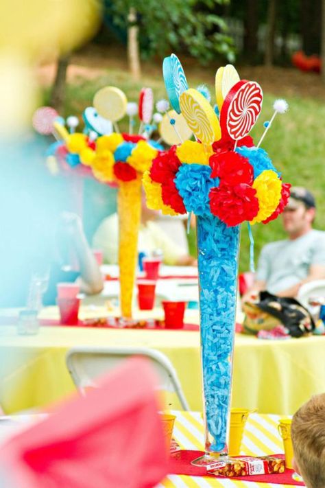 carnival theme centerpieces ideas | Circus Carnival Decorations Boy Girl Birthday Party Planning Ideas Decoration For Party, Pola Topi, Circus Carnival Party, Carnival Decorations, Circus Theme Party, Carnival Themed Party, Carnival Theme, Circus Birthday Party, Carnival Birthday Parties