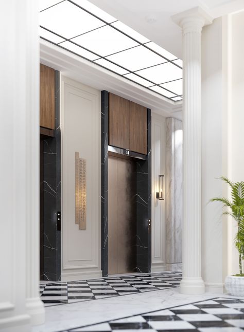 Lift Lobby Design Residential, Lobby Decor Ideas, Lobby Design Residential, Entrance Lobby Design, Lift Lobby Design, Elevator Lobby Design, Residential Lobby, Wall Cladding Designs, Lift Lobby