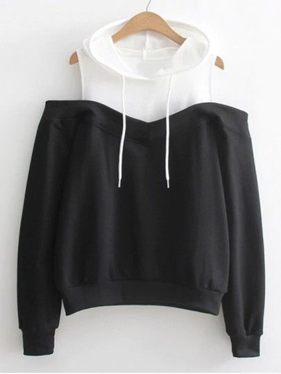 Shop Open Shoulder Color Block Hoodie online. SheIn offers Open Shoulder Color Block Hoodie & more to fit your fashionable needs. Color Block Hoodie, 일본 패션, Women Hoodies Sweatshirts, Girls Fashion Clothes, Kawaii Clothes, Teen Fashion Outfits, Long Sleeve Sweatshirts, Teen Fashion, Open Shoulder