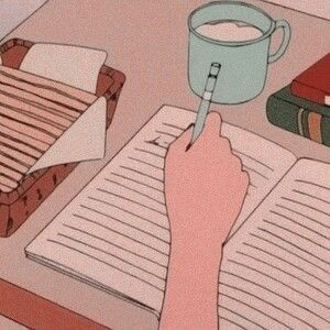 Notebook, Writing, Coffee, Books, Anime