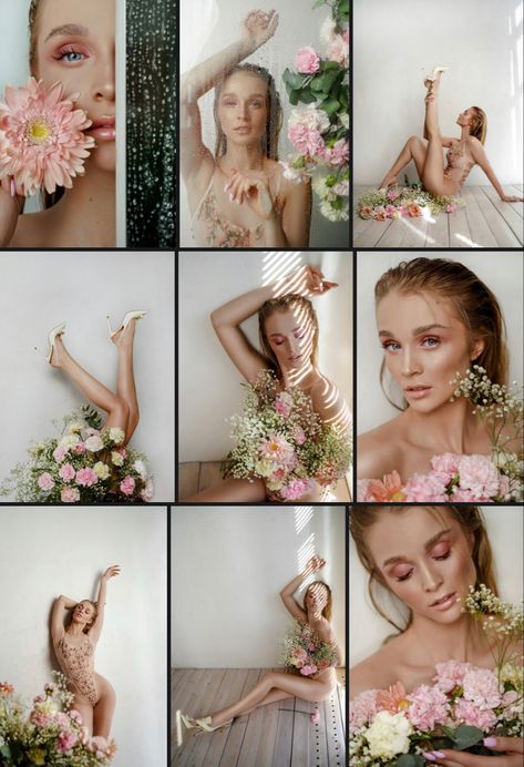 Photos With Flowers, Woman With Flowers, Spring Photoshoot, Flower Photoshoot, Creative Photoshoot Ideas, Shotting Photo, Self Portrait Photography, Creative Portrait Photography, Photographie Inspo