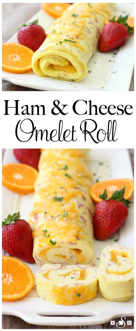 Omelet Roll, Ham And Cheese Omelette, Cheese Omelet, Light Breakfast, Ham Cheese, Cheese Flavor, Breakfast Items, Breakfast Brunch Recipes, Ham And Cheese