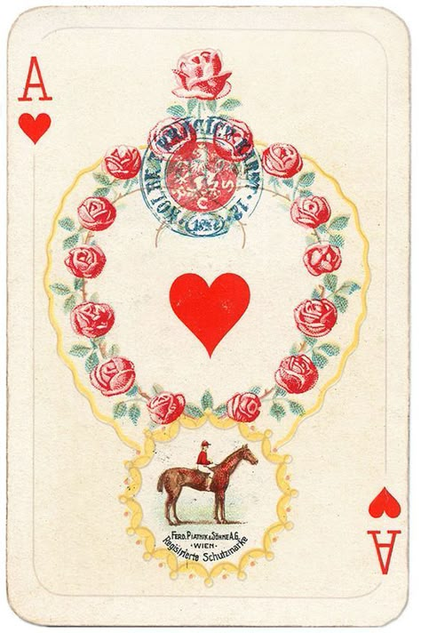 Cards Playing, Playing Cards Art, Playing Cards Design, Ace Of Hearts, Vintage Playing Cards, Cards Art, Two Hearts, Playing Card, 로고 디자인