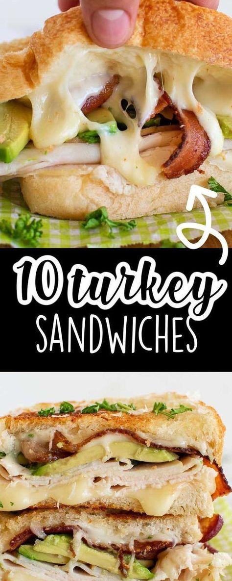 Try one of these delicious sandwich ideas that are perfect for your leftover turkey or sliced deli turkey! There's something for every taste, from the classic Turkey Club Sandwich to the delectable Turkey Ranch Bacon, with even some grilled options available. These sandwiches are so versatile that they can be enjoyed for lunch or dinner, adding warmth and satisfaction to your winter dinner. Take your sandwich game to the next level with one of these delicious recipes. Grilled Turkey And Cheese, Turkey And Cheese Sandwich, Turkey Sandwich Recipes, Smoked Turkey Sandwich, Turkey Wrap Recipes, Turkey Club Sandwich, Hot Turkey Sandwiches, Turkey Lunch, Deli Turkey Recipes