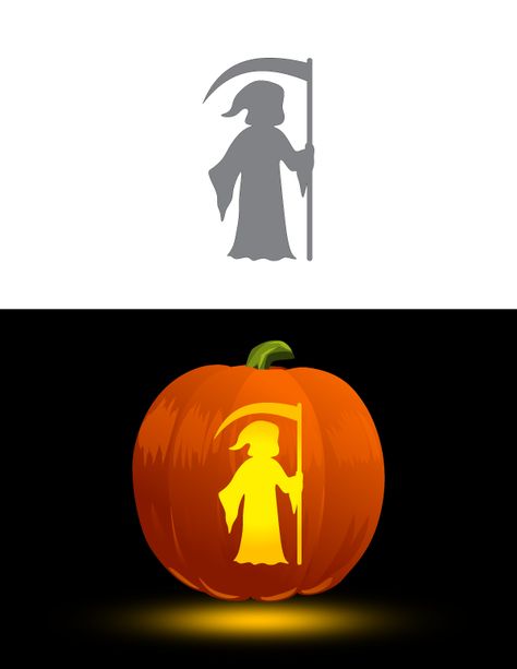 Pumpkin Carving Grim Reaper, Grim Reaper Pumpkin Carving, Reaper Pumpkin Carving, Carving Templates, Pumpkin Stencils, Carving Stencils, Pumpkin Carving Party, Pumpkin Template, Halloween Traditions