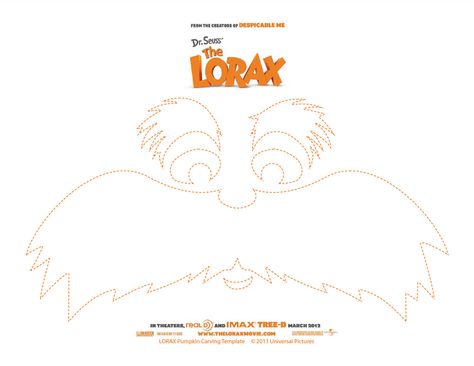 Lorax Pumpkin, Mustache Template, Lorax Movie, Dr Seuss Lorax, Halloween Pumpkin Templates, Lorax Costume, Pumpkin Carving Stencils Templates, Lorax Birthday, Lorax Party