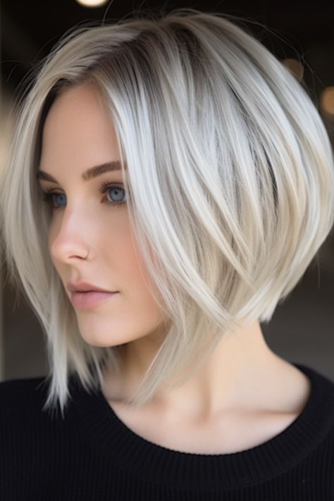 Bobs With Volume Short, Shaggy Bob Haircuts For Women, Blonde Angled Bob Medium, Deconstructed Bob Haircuts, Shoulder Length Platinum Hair, Blonde Bob Over 50, Blonde Aline Bob, Blonde Bobs Fine Hair, Razor Cut Bob For Fine Hair Short