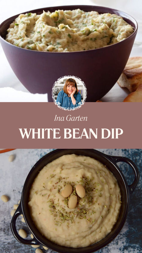 Ina Garten White Bean Dip White Bean Dip Recipe Giada, Bean Dip Baked, Garlic White Bean Dip, White Bean Dip Giada, Canned White Bean Recipes, Bean Dip Recipes Easy, Baked Bean Dip, Been Dip, Tuscan Beans