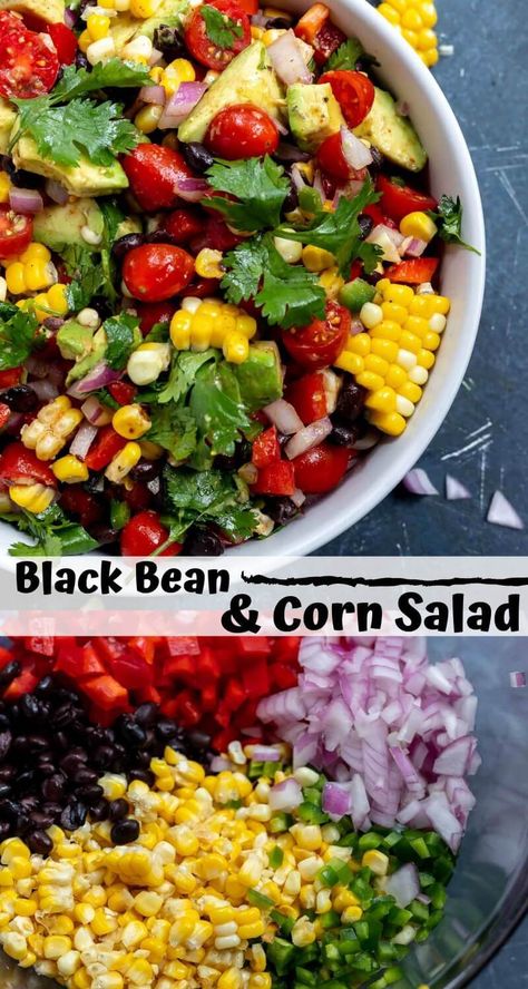 Easy Dinner Recipes Low Car, Wonky Wonderful, Salad Sides, Black Bean And Corn Salad, Black Bean Corn Salad, Bean And Corn Salad, Black Corn, Corn Salad Recipe, Dressing Salad