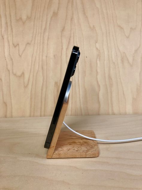 Magsafe Phone Stand Handmade Hardwood Stand for Magsafe - Etsy Iphone Magsafe, Charging Stations, Sell On Amazon, Phone Stand, Charging Station, May 17, Apple Products, Handmade Wood, Woodworking