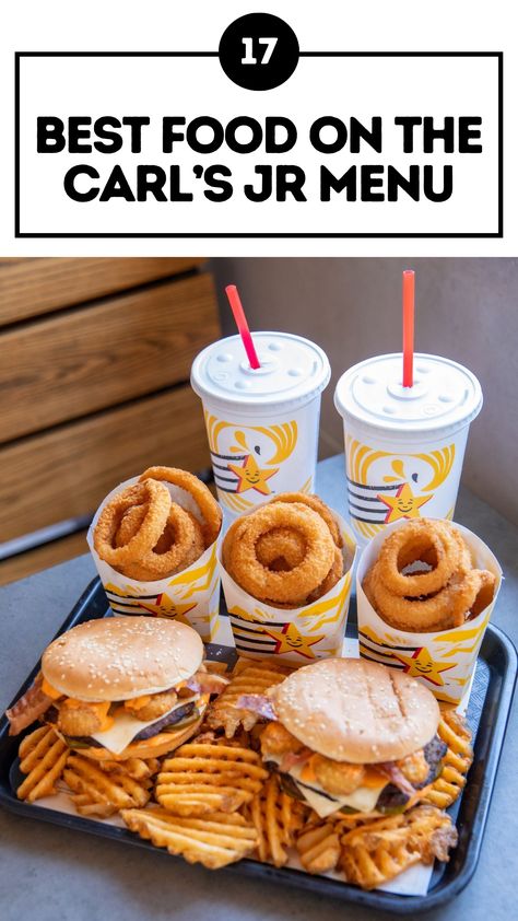 Best Food on the Carl’s Jr Menu Western Bacon Cheeseburger, Carl’s Jr., Breaded Chicken Tenders, Carl's Jr, Tangy Bbq Sauce, Burger Sauce, Bacon Cheeseburger, Breaded Chicken, Milkshakes