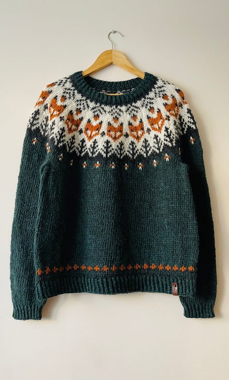 Ready to Ship-icelandic Wool Fox Sweater Hand Knit Norwegian - Etsy