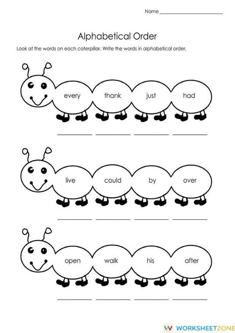 Alphabetical Order Worksheet Alphabetical Order Activities, Alphabetical Order Worksheets, Homophones Worksheets, Third Grade Sight Words, Abc Order Worksheet, Third Grade Worksheets, First Grade Words, Language Arts Worksheets, Worksheets For Grade 3