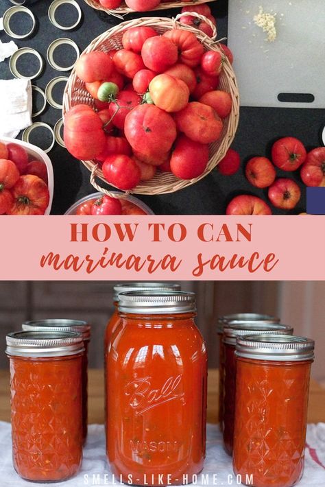 Easy Marinara Sauce For Canning, Canned Marinara Sauce, Canning Marinara Sauce, Fresh Tomato Marinara Sauce, Marinara Sauce From Scratch, Canning Tomatoes Recipes, Canned Spaghetti Sauce, Tomatoes Recipes, Marinara Recipe