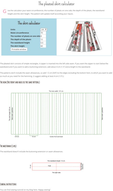 Introducing: the Pleated Skirt Calculator > with my hands - Dream Pleated Skirt Tutorial, Pleated Skirt Pattern, Knife Pleated Skirt, Skirt Pattern Free, Pleats Pattern, Skirt Diy, Midi Skirt Pattern, Diy Skirt, Sewing Tutorials Free