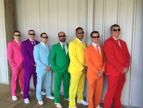 Grooms shocked by friends’ epic rainbow suits for their wedding day – Love What Matters Boba Ideas, Rainbow Themed Wedding, Lgbt Wedding Attire, Rainbow Wedding Decorations, Rainbow Wedding Theme, Pride Wedding, Lgbtq Weddings, Jasmine Wedding, Love What Matters