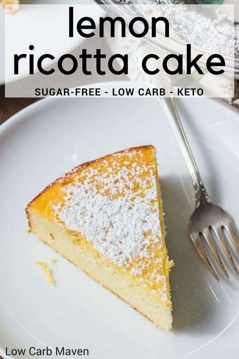 Lemon Ricotta Cake, Almond Flour Cakes, Low Carb Backen, Low Carb Meals, Low Carb Maven, Postre Keto, Flourless Cake, Ricotta Cake, Italian Cake