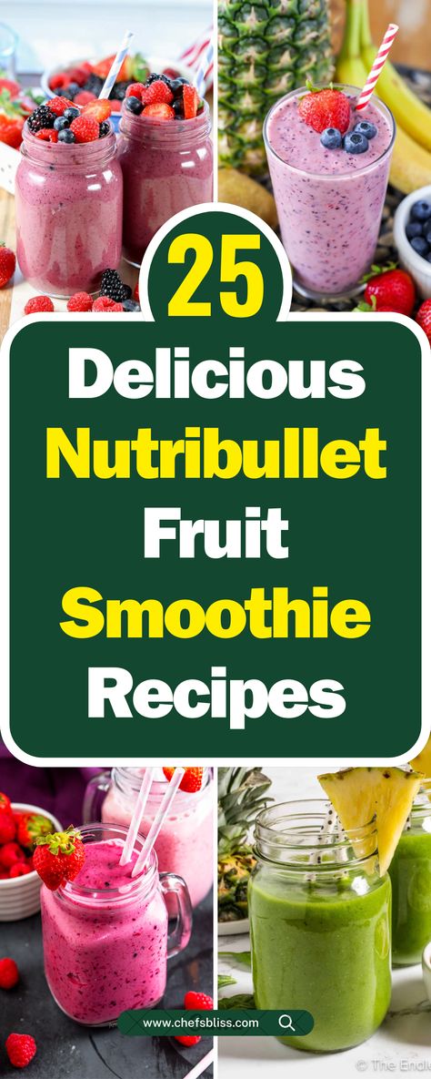 25+ Delicious NutriBullet Fruit Smoothie Recipes to Refresh Your Day! Smoothie In Blender, Smoothie Recipes With Juice, Smoothie Recipes Calories, Healthy Nutribullet Recipes, Fruit Blender Recipes, Fruit And Vegetable Smoothies, Nutribullet Recipes Smoothie, Nutri Bullet Recipes, Smoothie Recipes Nutribullet