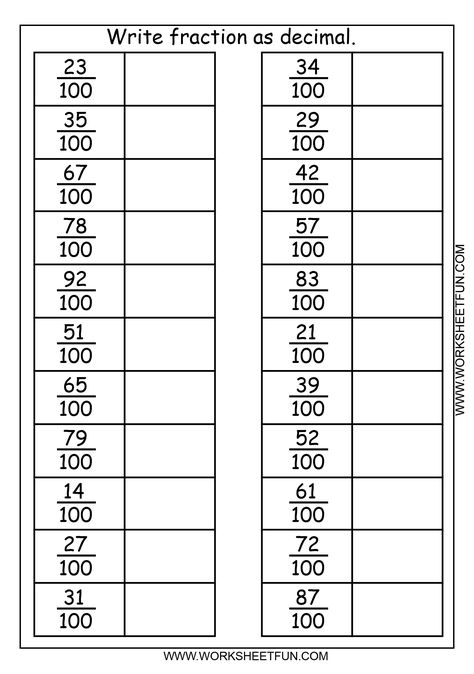 fraction as decimal Fractions Worksheets Grade 6, Fractions To Decimals Worksheet, Decimal Practice, Writing Fractions, Simple Fractions, Math Decimals, Decimals Worksheets, 4th Grade Math Worksheets, Fractions Decimals