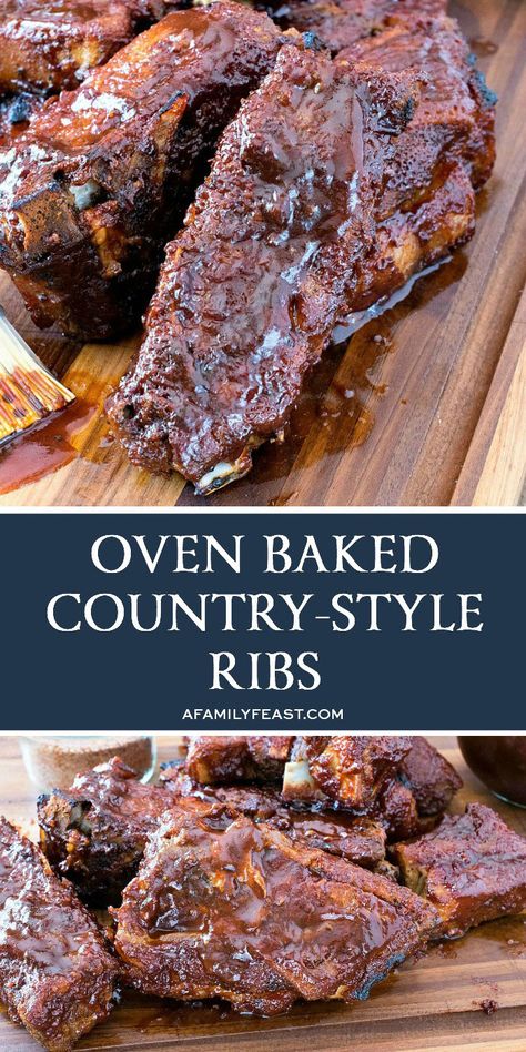 Make delicious, tender, meaty Country-Style Ribs even if you don’t have a smoker or grill! Country Ribs Oven, Baked Country Style Ribs, Oven Pork Ribs, Country Pork Ribs, Comfy Kitchen, Country Ribs, Ribs Recipes, Ribs In Oven, Country Style Pork Ribs