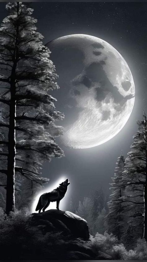 Werewolf Vs Vampire, Magical Wolf, Eagle Artwork, Night Landscape Photography, Shadow Wolf, Wolf Images, Wolves And Women, Wolf Artwork, Wolf Tattoo Design