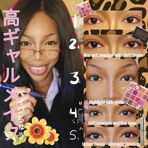 Gyaru Make Up, Black Gyaru, Gaijin Gyaru, Gyaru Hair, Gyaru Makeup, Doll Eye Makeup, Anime Makeup, Makeup Tut, Ethereal Makeup