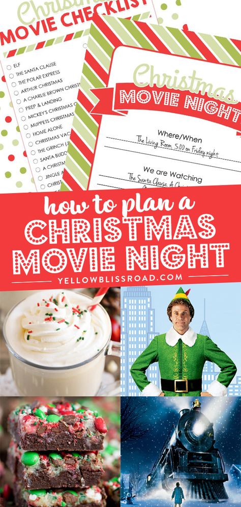 How to plan a Christmas Movie night with free printables, tips and ideas! Plus a list of the 45 BEST Christmas Movies! via @yellowblissroad Teen Christmas Party, Christmas Party Ideas For Teens, Muppets Christmas, Arthur Christmas, Adult Christmas Party, Christmas Movie Night, Gratis Printables, Best Christmas Movies, Christmas Prep