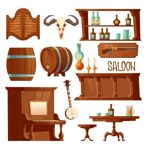 Beer Cartoon, Old West Saloon, Cowboy Room, Western Bar, Cowboys Bar, Wood Beer, Western Saloon, Counter Desk, Cowboy Design