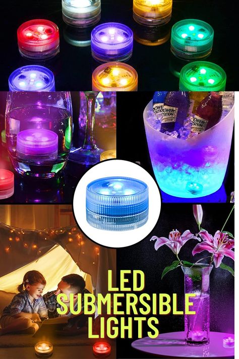 Mini Submersible Led Lights with Remotes, Waterproof RGB Color Changing Led Tea Lights Battery Powered, Small Led Ligh this led light #ledlight#ledsubmersible#bestledlight Submersible Tea Lights, Lantern Wedding Decor, Lantern Wedding, Small Led Lights, Submersible Led Lights, Led Tea Lights, Led Candle, Candle Light, Rgb Color